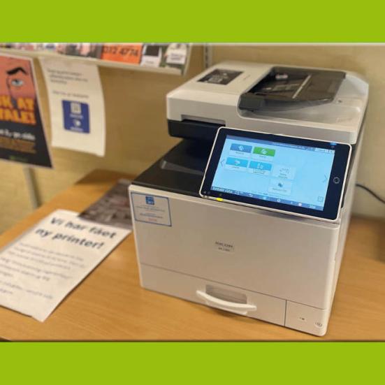Printer/kopimaskinen på Skørping Bibliotek