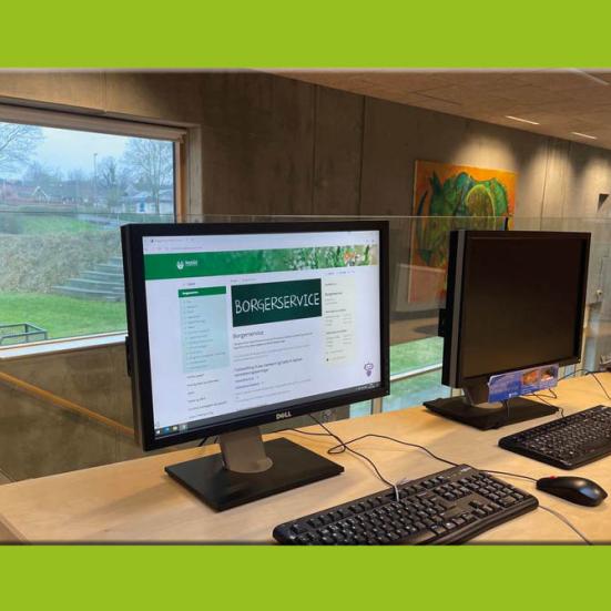 BorgerPC på første sal på Støvring Bibliotek